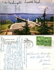 Seattle WA Lake Washington Bridge Postcard Used (38484)