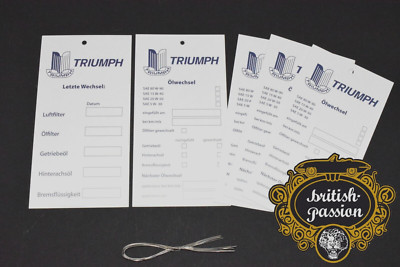 Triumph Ölserviceetiketten TR2 TR3 TR4 TR5 TR6 TR7 TR8 Spitfire GT6 Vitesse 