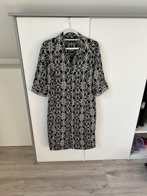 Zara Basic Gemustertes Kleid Longbluse Schwarz XL Blusenkleid