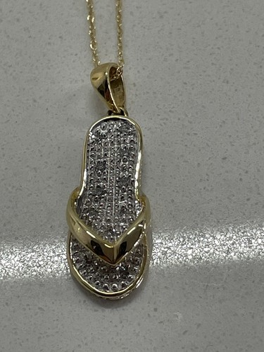 10K Yellow Gold Flip Flop Charm Pendant Necklace - Beach-Themed Jewelry, Hand-Polished, Made In USA - View #5