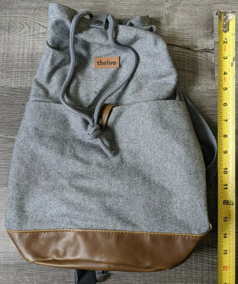 LEED'S "Thrive" Drawstring Backpack Gray and Brown - image 1