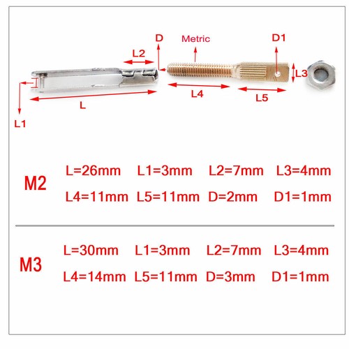 10Pcs Pull Rod Connector M2 / M3 Iron Metal Clevis Chuck Copper Screw para el modelo RC - Imagen 11 de 11