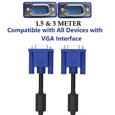 VGA SVGA 1.5M / 3M 15 Pin Monitor Extension Cable Male to Male Lead For TV LCD