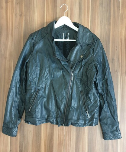 Dorothy Perkins Black Faux Leather Women's Biker Jacket Size 16