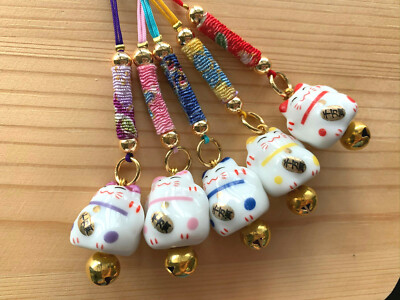 小物黒 ピコニャン Lucky Cat Maneki Neko Japanese Ceramic 2.2 cm. Wonderful