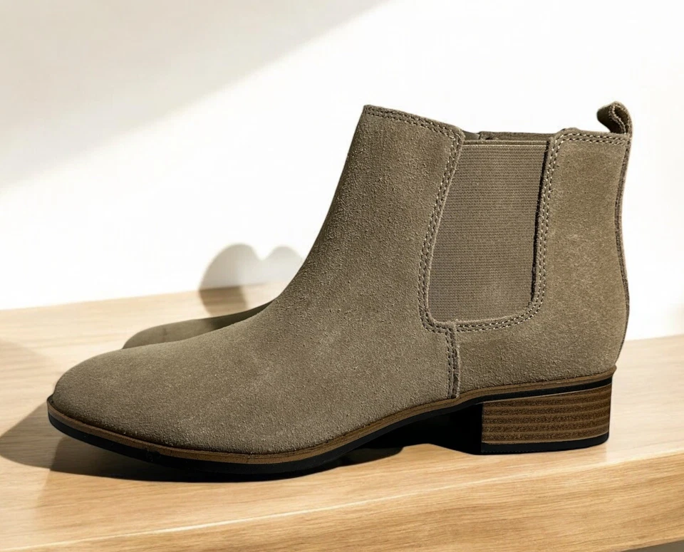 White Mountain Mujeres 10 Botas Gamuza Cuero Cremallera Lateral Botín Tobillo Taupe Comodidad Foto 4 de 4