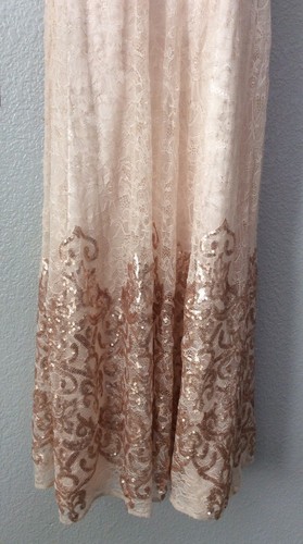 NWT Hailey Adrianna Papell Oyster Blush Lace Sequin Embellished Gown Dress Sz 2 - Picture 4 of 12