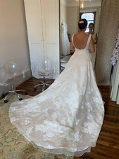 Reem Acra 5th Ave" Wedding Gown with hand-painted flowers on silk organza