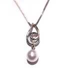 925 sterling silver pearl pearl swirl dangle teardrop pendant necklace box chain — photo 5