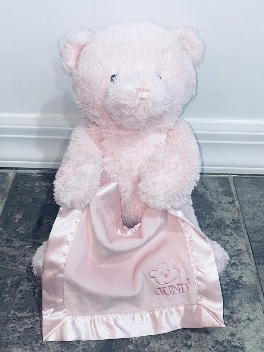 Gund Baby My First pink Teddy Bear Peek A Boo Animated moving Stuffed Animal