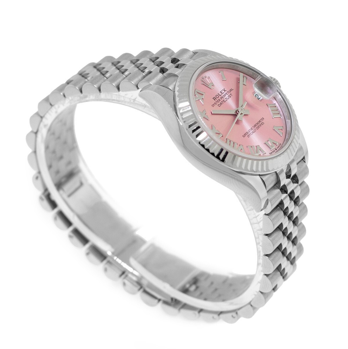 Rolex Datejust 31mm White Gold and Steel Pink Roman Dial Fluted
