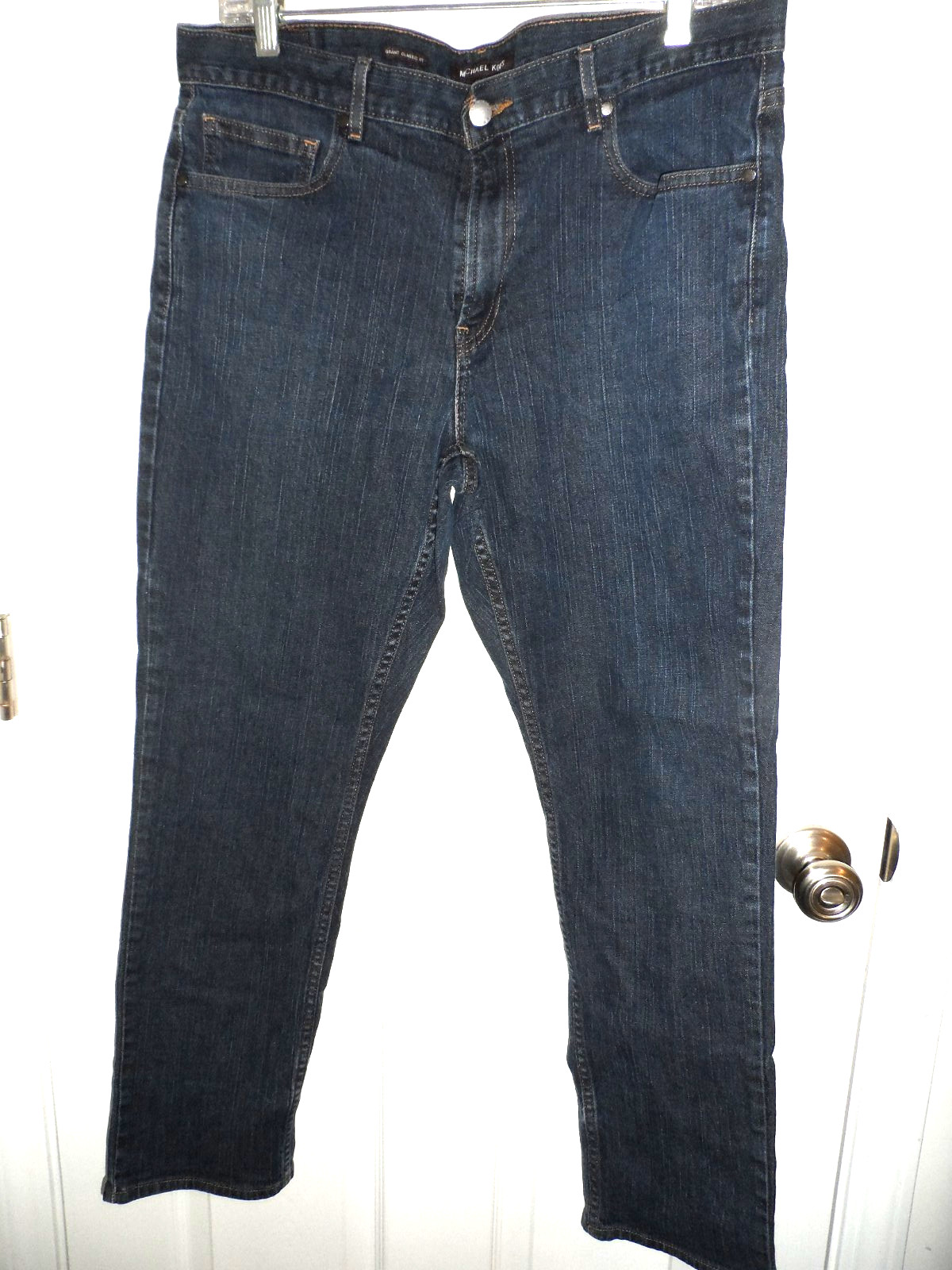 Michael Kors MEN'S GRANT Classic Fit Straight Leg Jeans Dark Blue Size 34x29