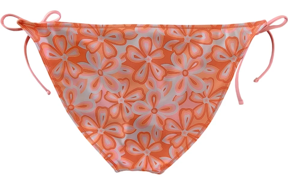 Parte inferior de bikini con corbata lateral reversible para nadar XL floral naranja rosa blanco nueva con etiquetas Foto 2 de 4