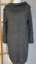 SoHo Street Sweater Dress Sz M Gray Knit Cowl Neck Casual Workwear Party Modern