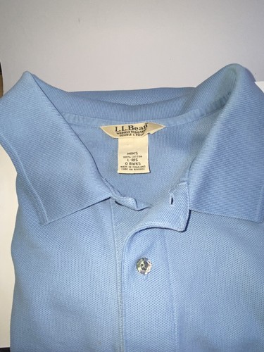 L. L. Bean Polo Shirt Mens L Blue Knit Short Sleeve Casual - Picture 5 of 5