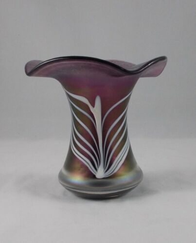 *RARO* elegante vaso di vetro vaso iridiante vetro di design vetro artificiale probabilmente Poschinger  - Foto 1 di 12