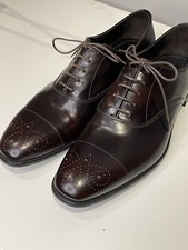 Prada Patent brown Leather brogue Cordovan Size 9USA 8UK EU 42 Embossed Toe Cap