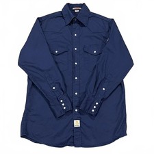 Bocomal FR Mens Flame Resistant Blue Pearl Snap Work Shirt Size Medium