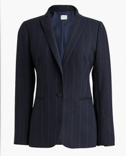NWT J.Crew Factory Navy Pinstripe One Button Blazer CB442 Sz 6
