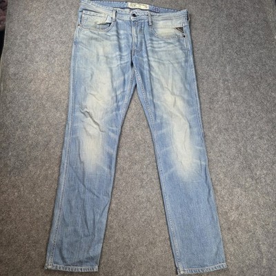 Replay M914 Anbass Men's Slim Tapered Jeans Blue W36 L32 Zip Fly  Cotton B-47