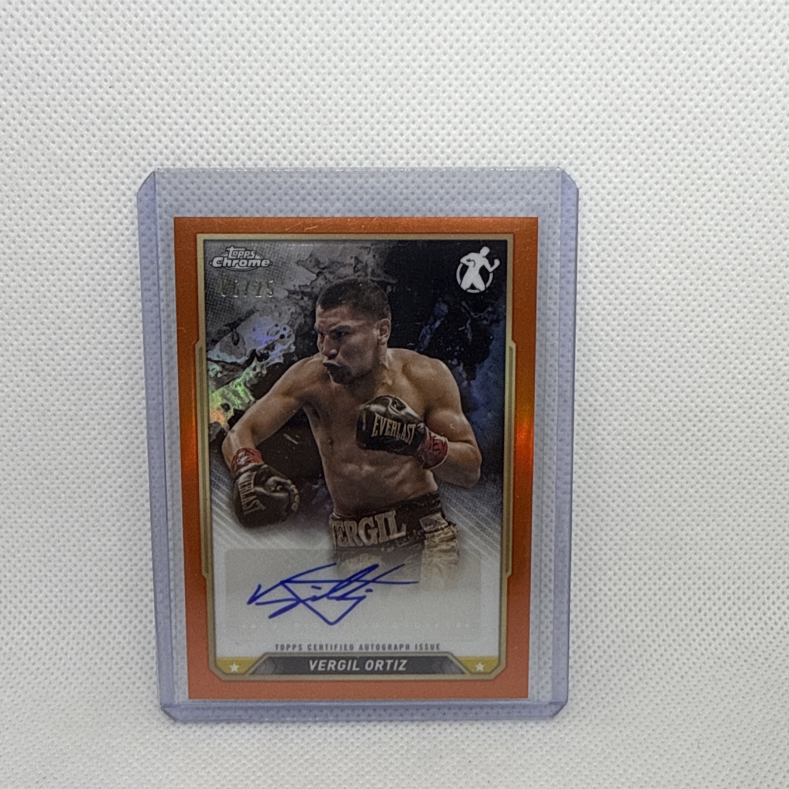 2024 Topps Chrome Boxing Vergil Ortiz Orange Refractor Auto # 6/25  CBA-VOJ