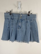Bershka Women’s Micro Mini Skirt Light Blue Pleated Size 8 Y2K 00’s Festival Vgc