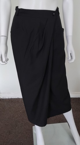 Kenzo, Vintage Kenzo Paris Black Wool Blend Wrap Pencil Midi Skirt | 38 S UK 10