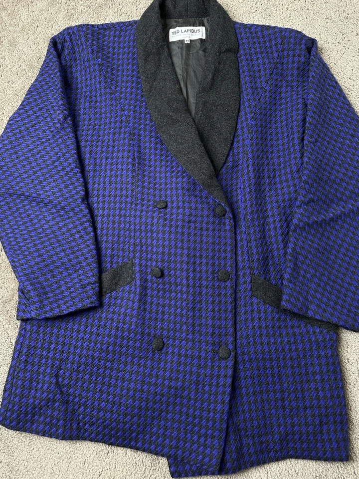 Chaqueta Mujer Vintage Años 70 Ted Lapidus Vestido París Hecho en Francia, Azul Talla 44 L Foto 2 de 4