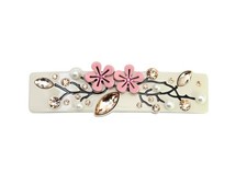 Premium Rhinestone Crystal Beige Cellulose Acetate Rose Floral Hair Claw Clip