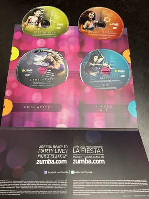 Zumba Exhilarate Body Shaping System DVD Set of 4 Fitness Workout Discs