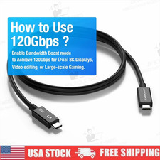 Thunderbolt 5 Cable 3.3 ft 80Gbps 240W Fast Charging USB-C to USB-C Cable USK