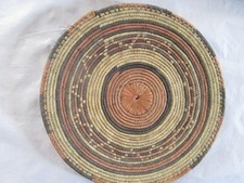 African vintage West African coiled flat basket mat probably of Hausa make