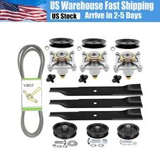 For Hustler Raptor 52" Ultimate Deck Rebuild Kit, Spindles,US, Pulleys, Blades 