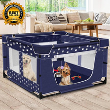 Puppy Playpen, 43.3X43.3 Inch Large Dog Play Pen for Small Pets Cats Zipper