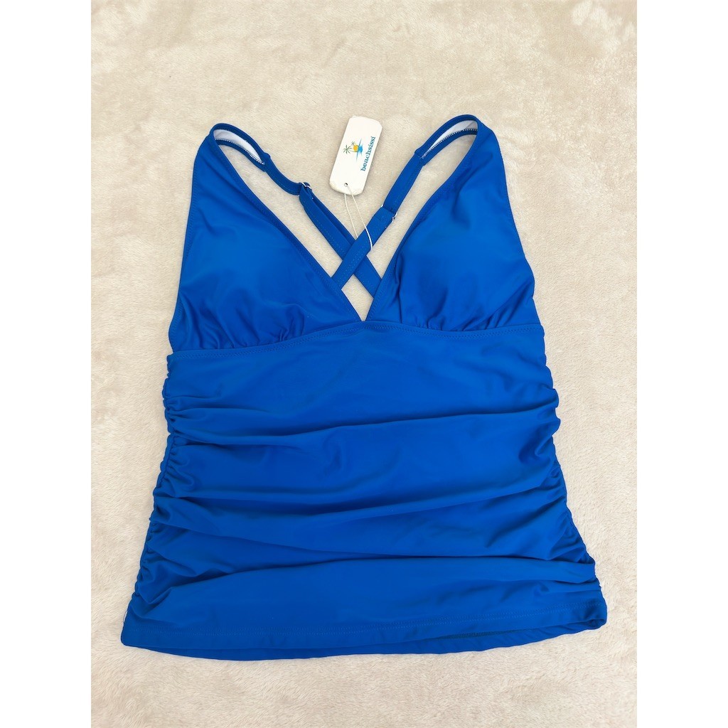 Beachsissi Tankini Swim Top Womens Size M Blue  Ruched