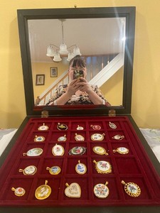 Authentic Vintage Danbury Mint Porcelain Pendants, Gold Plated, Houses of the World No COA