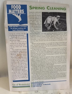 Westminster Council Food Matters Newsletter Poster Frühjahr 1994 Vintage