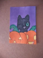 ACEO Original Acrylic Painting Landscape Miniature Art Card ATC Scenery 47 Cat