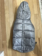 Champion Pet Puffer Gray Coat Jacket Size L Dog Winter Clothes Silver