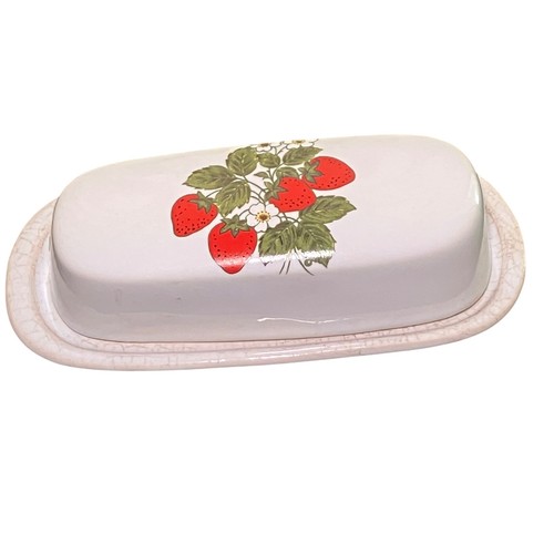 McCoy Vintage Strawberry Butter Dish Cream Ceramic USA Pottery
