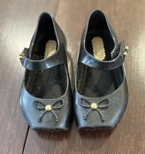 Mini melissa Sweet Mary Jane Flat Black Slim Bow Toddler Shoes Sz 5