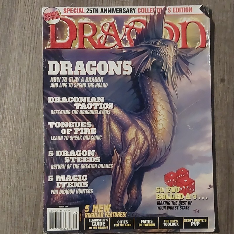 Dragon Magazine Issue 284 June 2001 Collector's Edition Bonus CD-ROM Dragons