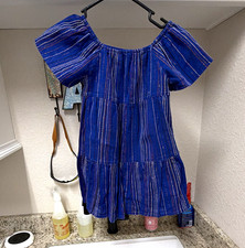 baby GAP Girls Striped Square Neck Puff Sleeve Cotton Dress Elastic Waist 5Y