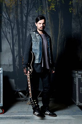 Tomo Milicevic of rock band 30 Seconds to Mars Posing with his Gib- Old Photo