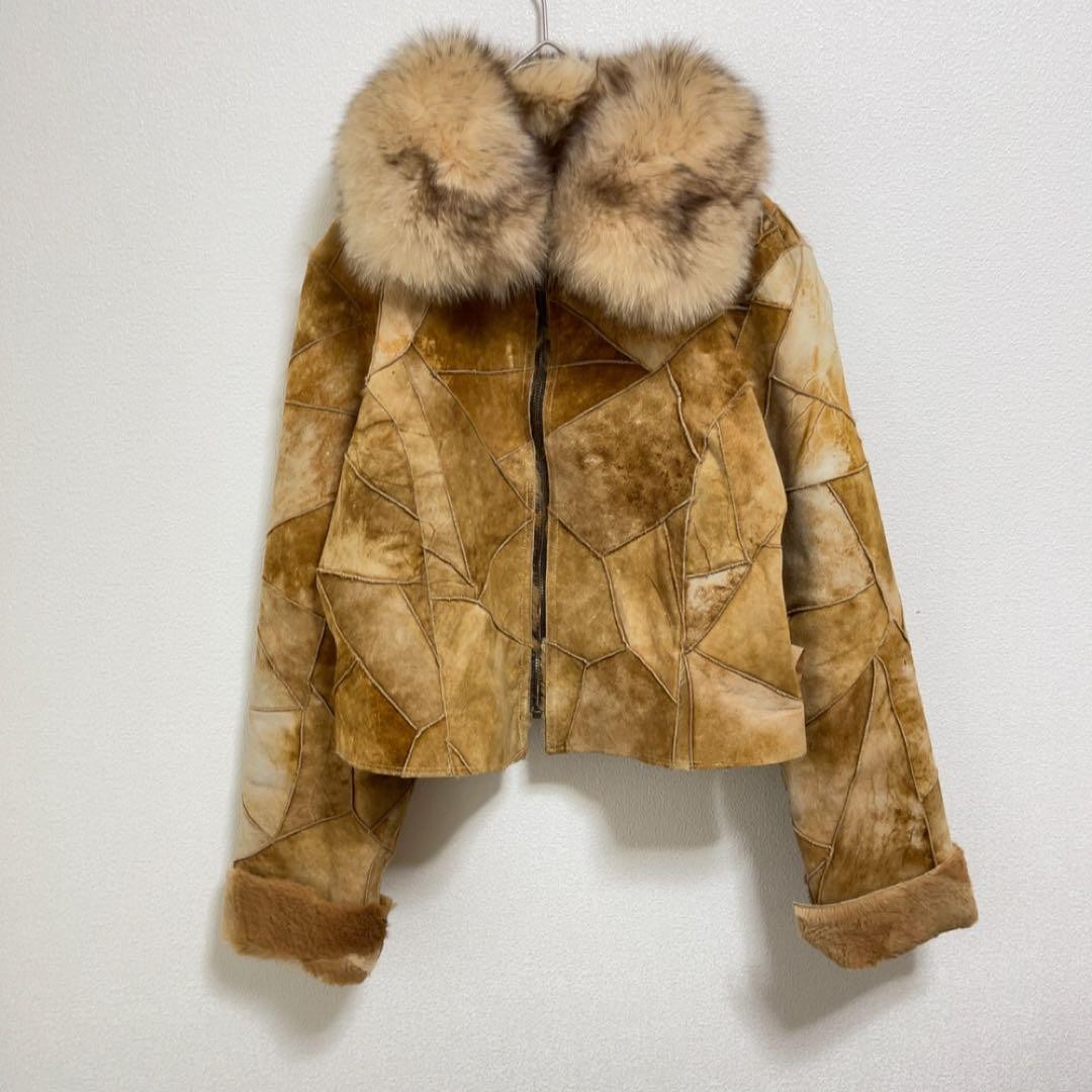 Vintage Leather Patchwork Jacket M Fur Shearling … - image 4