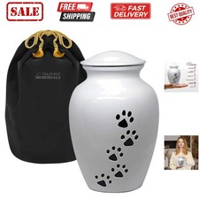 Small Pet Urn for Dogs and Cats Ashes, Paws Print White Cremation Urns for Pe...