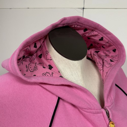 Vintage Y2K Hello Kitty Jacket Rhinestone Sparkle Pink And Black Girls XL 2007 - Picture 3 of 9