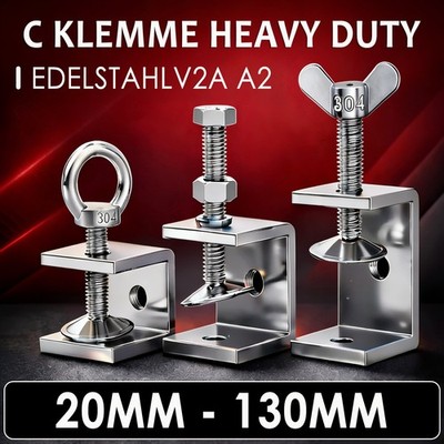 C Klemme Heavy Duty Edelstahl V2A Tiger Klemme Holzbearbeitung Klemme 20mm-130mm