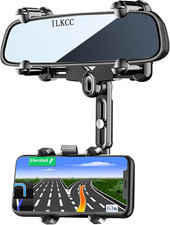 Rearview Mirror Phone Holder for Car, 360 Rotating and Retractable Rear