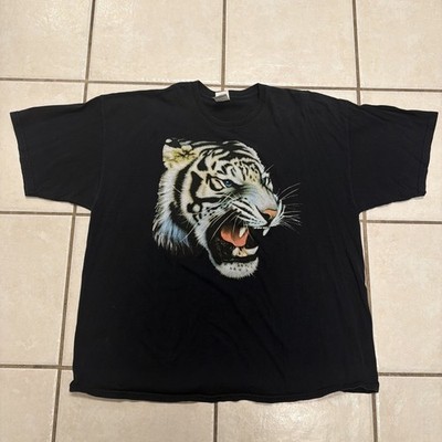 VTG White Tiger Big Cat Rescue Shirt Gilden Adult 2XL Black Y2K Rock Springs, WI
